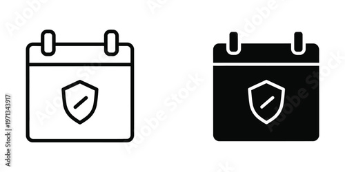 Contrast between secure and insecure calendar icons with shield symbols