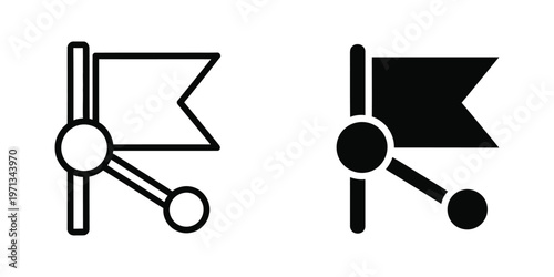 Contrast between a light and dark design of a directional arrow with a circular node