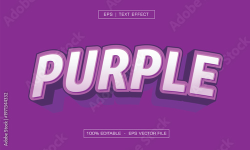 3D Purple and White Cartoon Style Editable Text Effect