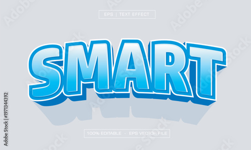 3D Light Blue Glossy Cartoon Editable Text Effect