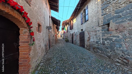 Street at Richetto in Candelo, fortified structure dating back to the late Middle Ages (13th–14th centuries).