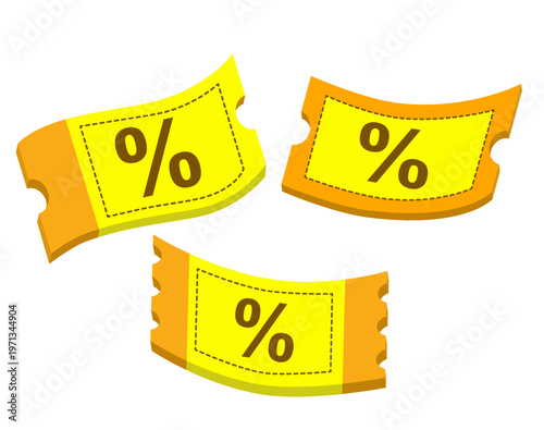 Percentage Discount Voucher Set Retail Promotion Illustration