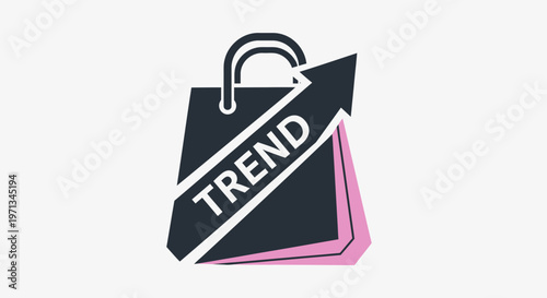 Shopping Bag with "Trend" Arrow - Retail Fashion Commerce Concept