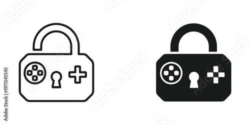 Dual pad and key lock symbols representing gaming and security concepts