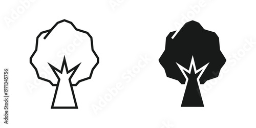 Silhouette comparison of a tree with and without filled foliage design