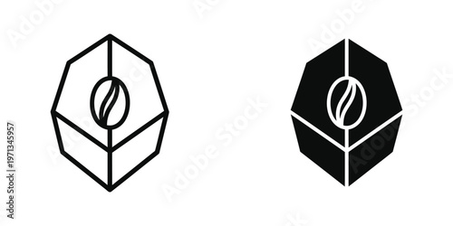 Contrasting hexagonal logos featuring a central symbolic loop design
