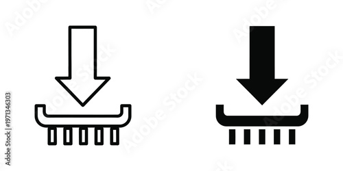 Comparison of a filled and unfilled downward arrow with a connector base