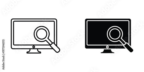 Comparison of a standard monitor and a black screen monitor under a magnifying glass