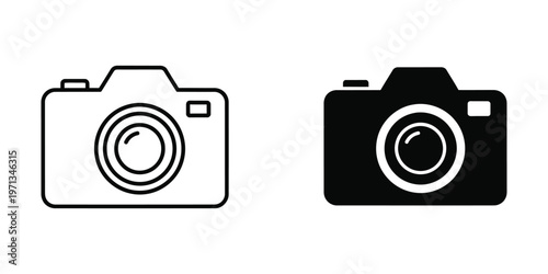 Contrast between a classic white and a modern black camera icon design