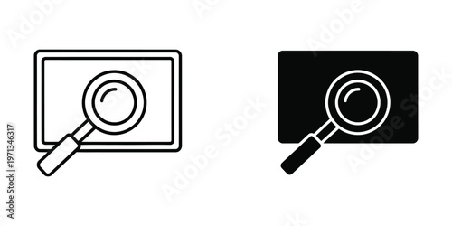 Magnifying glass examining a blank and a black screen on a device