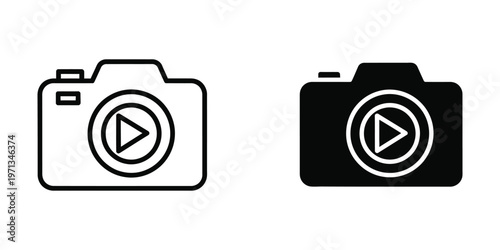 Contrast between a classic and a modern camera icon with play button overlays