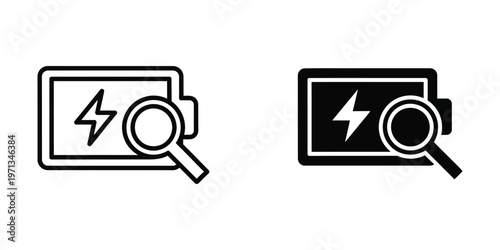 Comparison of active and inactive search icons with lightning bolt symbols