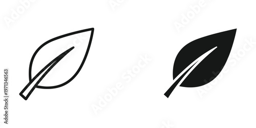 Contrast between outlined and filled leaf illustrations with stems