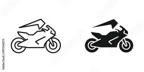 Side by side comparison of a light and dark motorcycle silhouette design