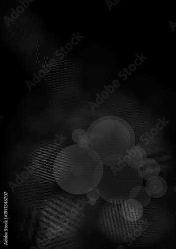 White round shapes on black. Abstract graphic background.
