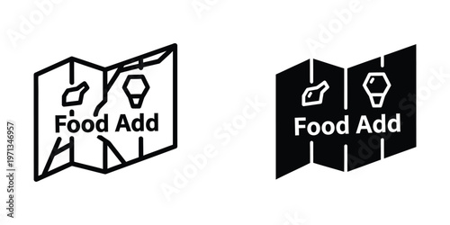 Food add logo designs displayed on a tri-fold brochure style background