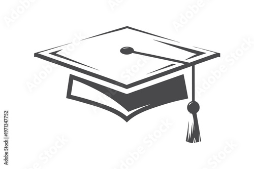 Black and White Pixel Art Graduation Cap Silhouette Icon Representing Academic Achievement