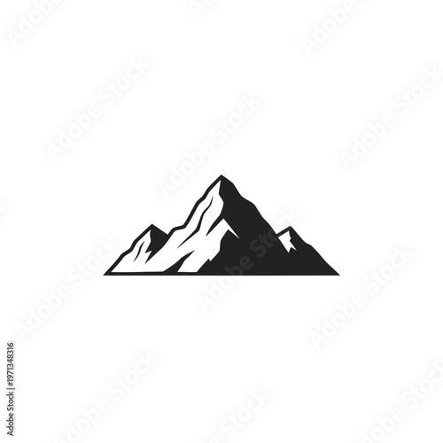 A striking minimalist vector silhouette of majestic mountain peaks, symbolizing adventure, nature, and exploration, perfect for outdoor branding, travel, and graphic design
