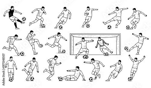 Soccer player silhouette vector set – sports illustration bundle