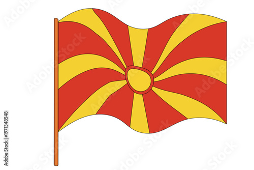 Flag of Macedonia. Macedonian national symbol in official colors. Template icon. Vector background.