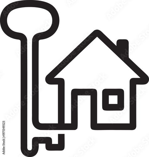 House and key icon symbolizing home ownership or real estate.