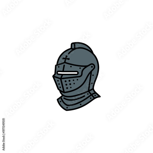Medieval knight helmet with face mask.