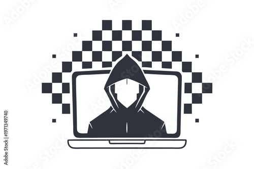 Hacker typing on a glowing green terminal screen, data streams and code flowing, dark web concept