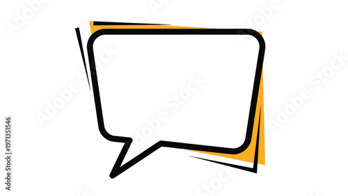 Rectangular speech bubble with yellow shadow and double border design suitable for comic or social media messaging.