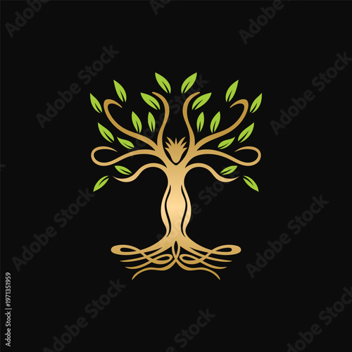 Human Tree Logo Life Growth Concept Abstract Nature Symbol Vector