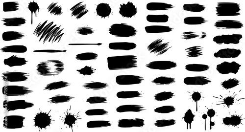 Paint brushes strokes mega set. Vector illustration