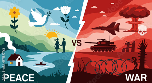 War versus Peace Concept Illustration.