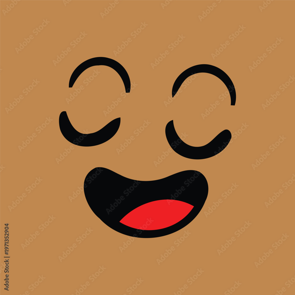 Obraz premium Smiling face vector illustration with laughing expression and red tongue