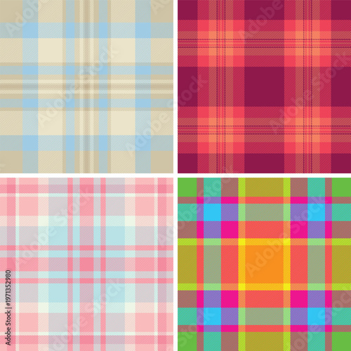 Plaid bundle perfect for women's wardrobe staples. Seamless tartan patterns work for dresses, tops, pants, and everyday layering pieces.