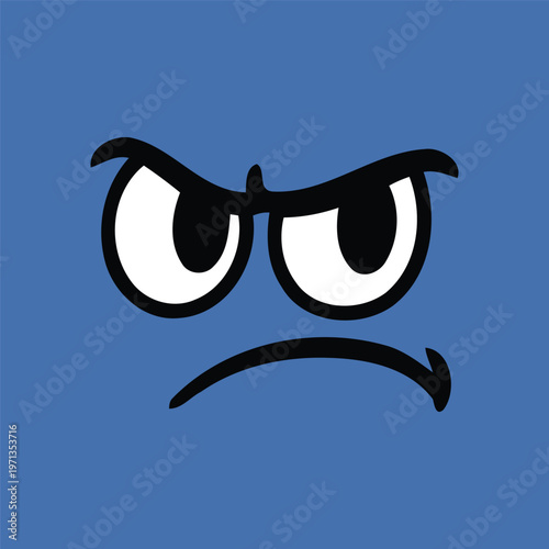 Vector illustration of angry face emoticon with frowning expression