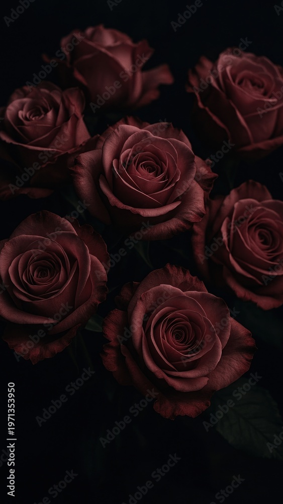 Fototapeta premium Elegant dark red roses wallpaper for mobile
