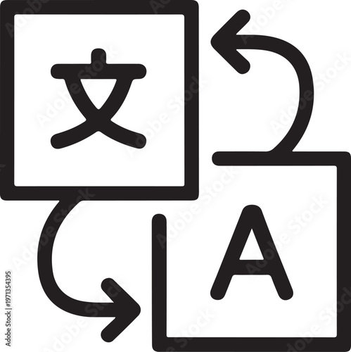 translation interface multilingual conversion icon two boxes arrows