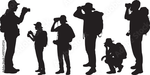 hiker clipart silhouettes set for adventure travel and hiking