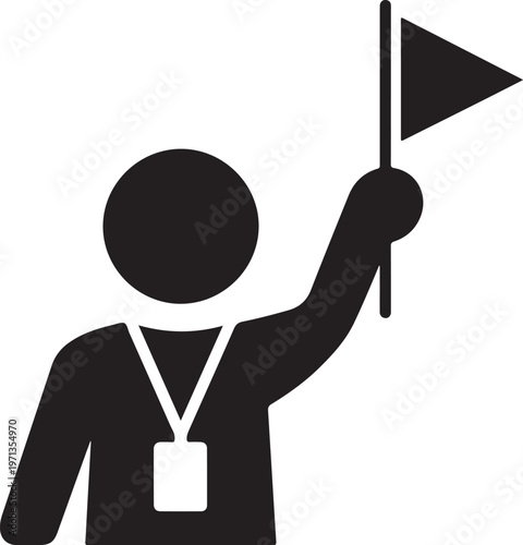 guide symbol of leader with triangular flag and id badge