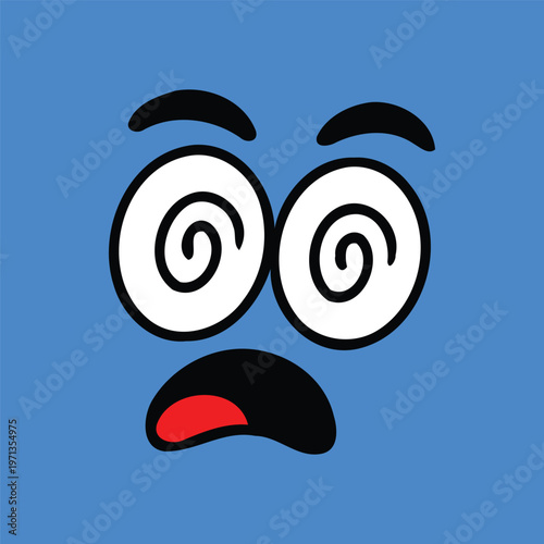 Dizzy face emoticon with swirly eyes and open mouth vector illustration