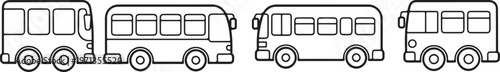 bus front and side line icons set for transport signage