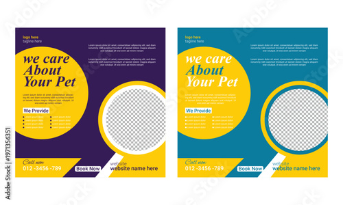 Pet care promotional social media post template