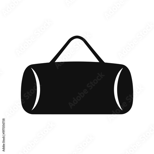 Minimal black duffel bag icon isolated design