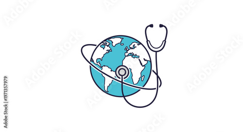 Globe with stethoscope around it.
