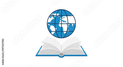 Globe on top of open book.