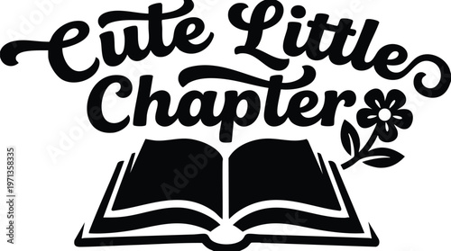 Cute little chapter with open book and flower vector art