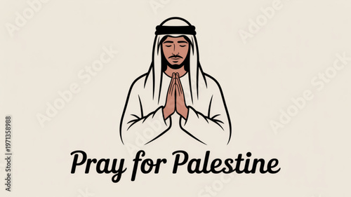 Pray for Palestine: A person in traditional attire, head bowed in a posture of reverence and spiritual connection, embodies a moment of prayer for peace and solidarity.