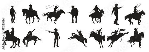 Set of cowboy vector illustration