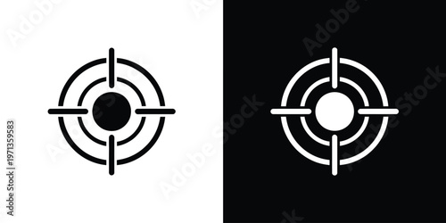 Gun target icon minimal glyph vector black silhouette aim mark symbol clean design for precision shooting concept