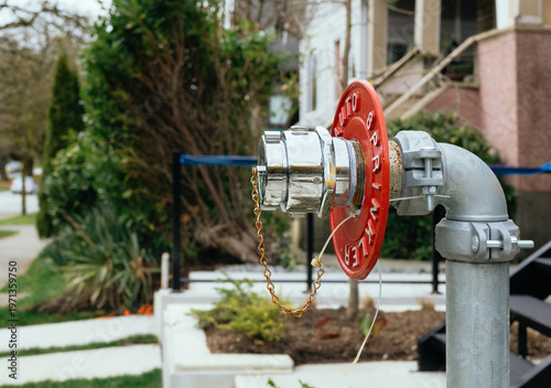 Photography Auto sprinkler standpipe connector outside building