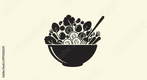 A bowl filled with various vegetables and a fork
